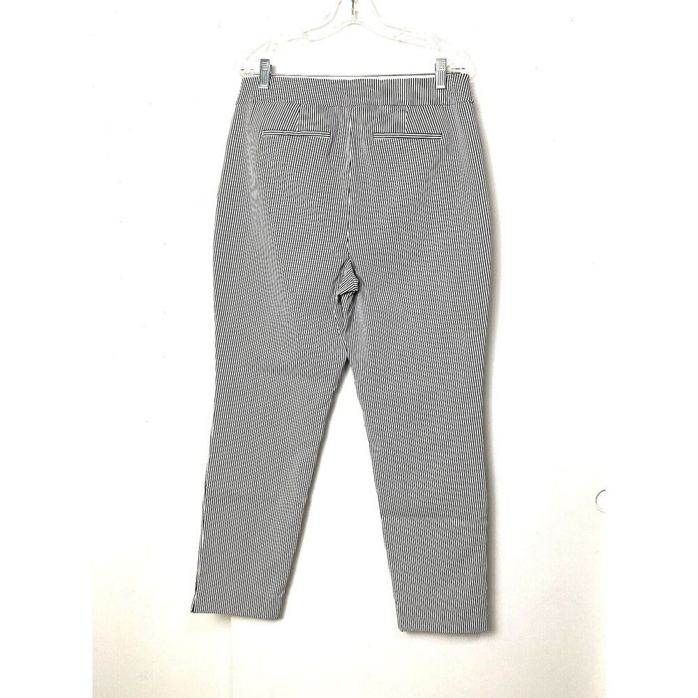 Chico's Dress Pants Women's Size 2R 12 L Navy Blue White Pinstripe  Stretch - Picture 2 of 14